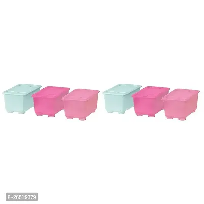 Ikea Polyethylene plastic Storage containers | Set of 2 6pcs, Pink, Blue