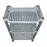 ikarus Plastic Multipurpose Space Saving Corner Standing Storage Rack for Kitchen (Standard Size) (Grey)-thumb2