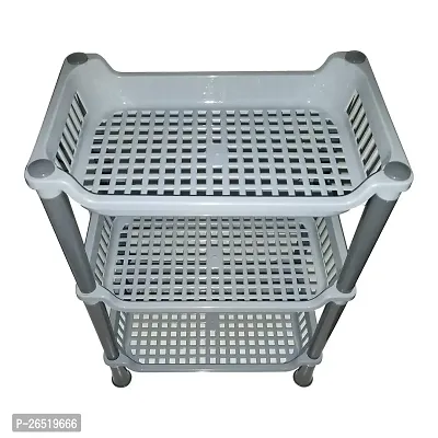 ikarus Plastic Multipurpose Space Saving Corner Standing Storage Rack for Kitchen (Standard Size) (Grey)-thumb3