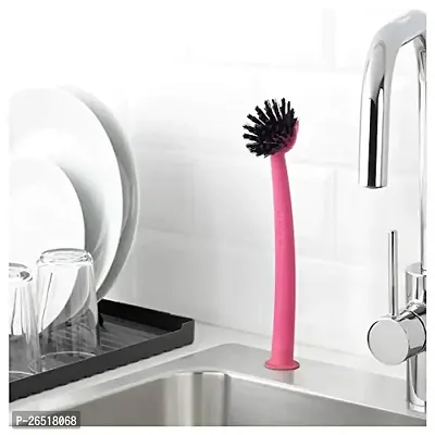 Ikea Dish-Washing Brush, Pink,Polypropylene Plastic Polyester Synthetic Rubber(Length : 29cm)-thumb3