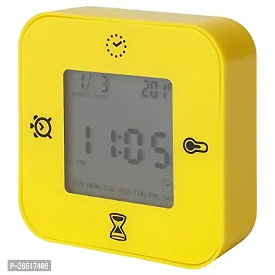 Ikea Resin Polythene Thermometer, Alarm, Timer Table Clock (3 X 7 X 7 Cm, Yellow)