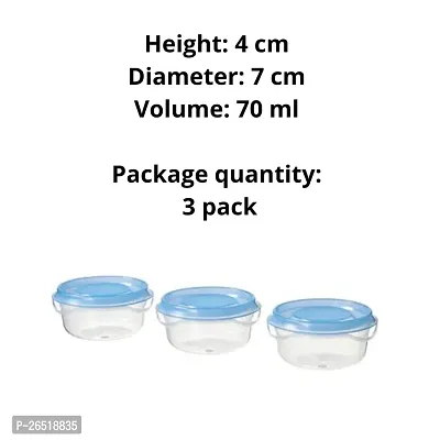 Ikea Food container made of Polypropylene plastic,size Height: 4cm Diameter: 7cm volume 70 ml transparent/blue (Pack of 3)-thumb4