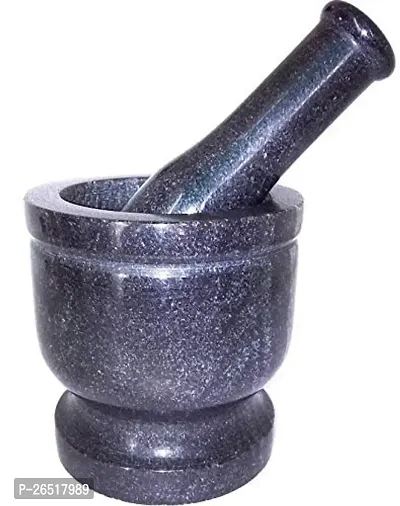 Ikarus Marble Mortar and Pestle Set for Grinding Small Spices and Medicines(3-inch, Black)