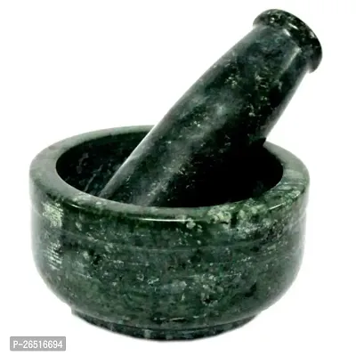 B E Craft,Mortar and Pestle Set, kharad, Masher Spice Mixer/Okhli and musle/Kharal for Kitchen 4 inches,Green Colour