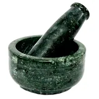 B E Craft,Mortar and Pestle Set, kharad, Masher Spice Mixer/Okhli and musle/Kharal for Kitchen 4 inches,Green Colour-thumb1