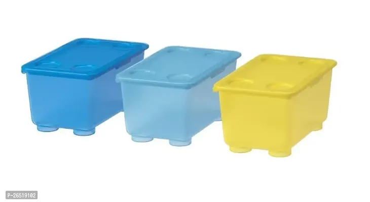 Ikea Polyethylene Terephthalate Rectangular Storage Box with Lid - Pet Container Set (Multicolour, 17 Cm, 10 Cm Height: 8 Cm) - Set of 3 Pieces