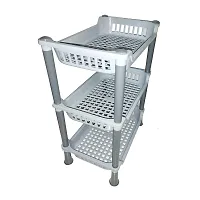 ikarus Plastic Multipurpose Space Saving Corner Standing Storage Rack for Kitchen (Standard Size) (Grey)-thumb1