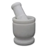 Mortar and Pestle Set for Grinding Small Spices and Medicines(3-inch, White)-thumb1