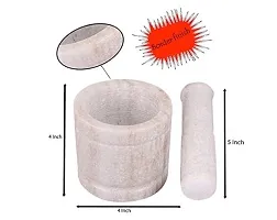 Mortar Pestle Marble Okhli Style Mixer Grinder Chopper Set khayal kundi Imam dastan okhli musli for Home Use Unique Item White 4 Inche-thumb2