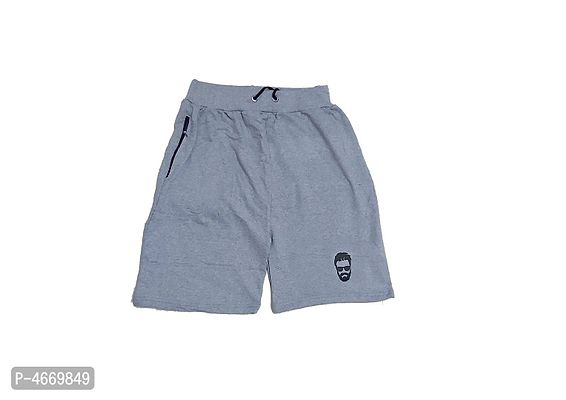 Grey Cotton Blend Regular Shorts For Men