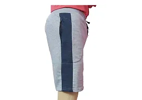 Stylish Grey Cotton Blend Solid Regular Shorts For Men-thumb1