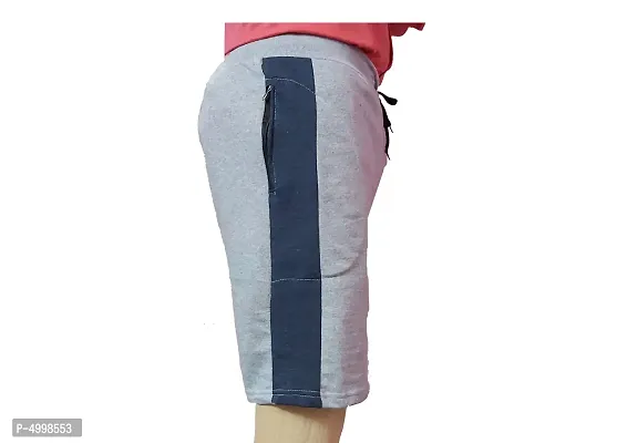 Stylish Grey Cotton Blend Solid Regular Shorts For Men-thumb2