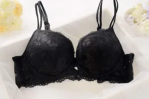 Beauty Vision Women's Lace Padded Cups Underwired Solid Lingerie Set-thumb3