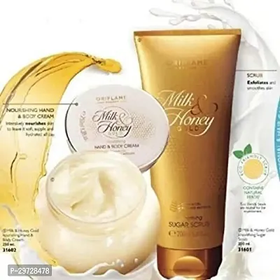 Milk  Honey Scrub with Milk  Honey Hand  Body Cream Combo Of 2-thumb0