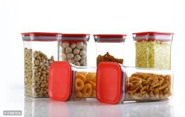 Useful Airtight Transparent Plastic Lock Food Storage 4-Section Containers- Pack Of 6