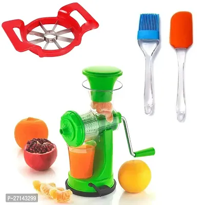 Manual Juicer Machine With Steel Handle Hand Juicer / 1 Apple Cutter /  1 Non-Stick Spatula And Oil Brush (Set Of 3)