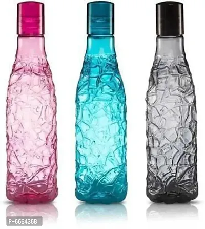 Square Water Bottle For Office Use, Kitchen Use, Water Bottle 1000 Ml Bottle (Pack Of 3, Multicolor)-thumb0