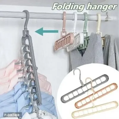Multi Functional Plastic Adjutable And Folding Clothes Hanger -Pack Of 6-thumb3