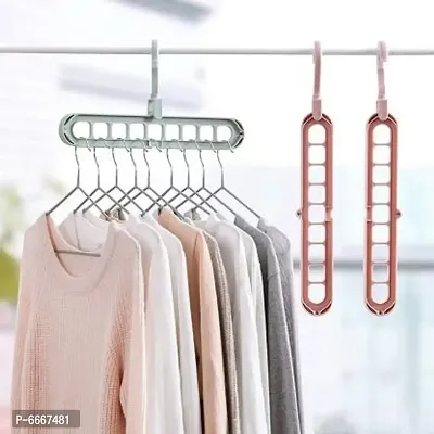 Multi Functional Plastic Adjutable And Folding Clothes Hanger -Pack Of 8-thumb2