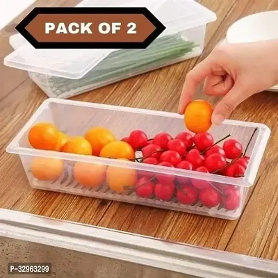 Fridge Organizer Case With Removable Drain Plate Stackable Storage Containers Pack of 2-thumb0