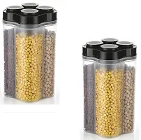 Useful Airtight Transparent Plastic Lock Food Storage 4-Section Containers- Pack Of 2-thumb2