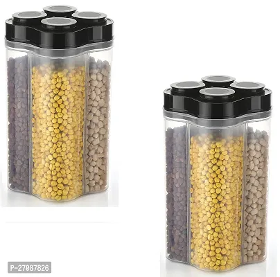 Useful Airtight Transparent Plastic Lock Food Storage 4-Section Containers- Pack Of 2-thumb3