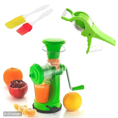 Manual Juicer Machine With Steel Handle Hand Juicer / 2 in 1 Vegetable Cutter / 1 Non-Stick Spatula And Oil Brush (Set Of 3)-thumb0