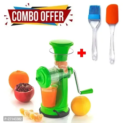 Manual Juicer Machine With Steel Handle Hand Juicer / 1 Non-Stick Spatula And Oil Brush (Set Of 2)