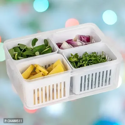 Food Serving Tray for Fridge 4 Grid Storage Box with Lids for Garlic / Onions  Produce-thumb0