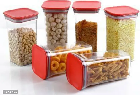 Useful Airtight Transparent Plastic Lock Food Storage 4-Section Containers- Pack Of 6-thumb3