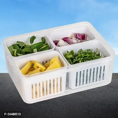 Fridge Storage Tray with Lids Divided 4 Grid Box for Garlic / Spring Onions  Produce-thumb0