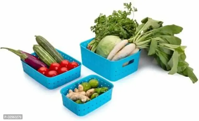 Smart Fruit Vegetable Basket For Kitchen Fruit Vegetable Storage Basket Set Of 3 Blue