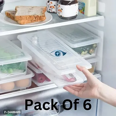 6-Piece Fridge Storage Set with Removable Drain Plate for Meat and Veggies