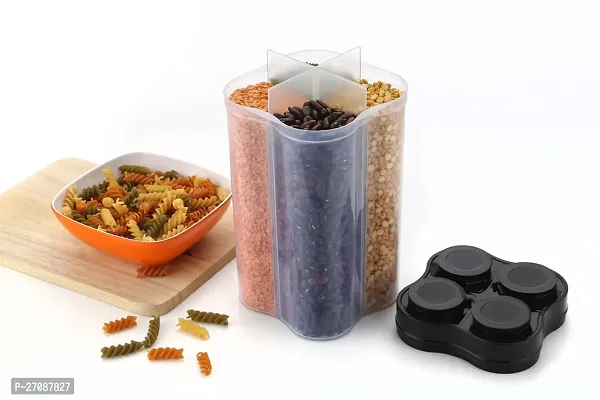 Useful Airtight Transparent Plastic Lock Food Storage 4-Section Containers- Pack Of 3-thumb4