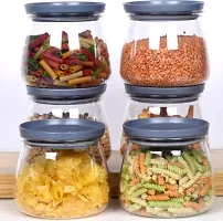 Plastic Handy  Mataka Container Storage Jar  Container 900ML Plastic Cereal Dispenser, Air Tight, Grocery Container, Fridge Container,Tea Coffee  Sugar Container, Spice Container(Gray, Pack of 6)-thumb1