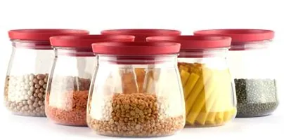 Plastic Handy  Mataka Container Storage Jar  Container 900ML Plastic Cereal Dispenser, Air Tight, Grocery Container, Fridge Container,Tea Coffee  Sugar Container, Spice Container(Red , Pack of 10)-thumb3