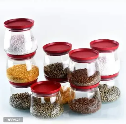 Plastic Handy  Mataka Container Storage Jar  Container 900ML Plastic Cereal Dispenser, Air Tight, Grocery Container, Fridge Container,Tea Coffee  Sugar Container, Spice Container(Red , Pack of 10)-thumb2