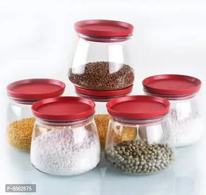 Plastic Handy  Mataka Container Storage Jar  Container 900ML Plastic Cereal Dispenser, Air Tight, Grocery Container, Fridge Container,Tea Coffee  Sugar Container, Spice Container(Red , Pack of 10)-thumb3