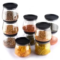 Plastic Handy  Mataka Container Storage Jar  Container 900ML Plastic Cereal Dispenser, Air Tight, Grocery Container, Fridge Container,Tea Coffee  Sugar Container, Spice Container(Black, Pack of 10)-thumb3