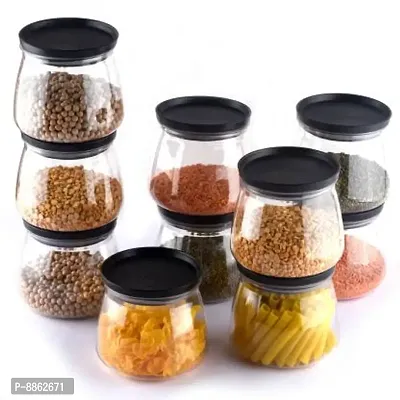 Plastic Handy  Mataka Container Storage Jar  Container 900ML Plastic Cereal Dispenser, Air Tight, Grocery Container, Fridge Container,Tea Coffee  Sugar Container, Spice Container(Black, Pack of 10)-thumb4
