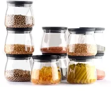 Plastic Handy  Mataka Container Storage Jar  Container 900ML Plastic Cereal Dispenser, Air Tight, Grocery Container, Fridge Container,Tea Coffee  Sugar Container, Spice Container(Black, Pack of 10)-thumb4