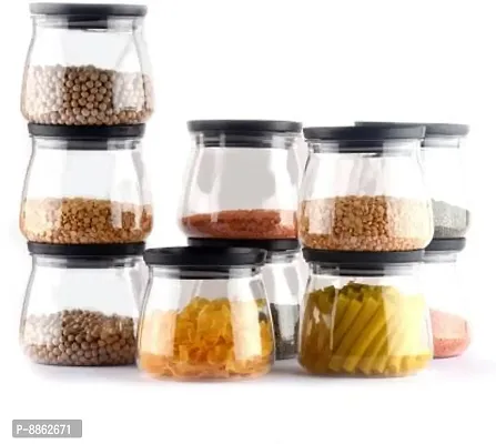 Plastic Handy  Mataka Container Storage Jar  Container 900ML Plastic Cereal Dispenser, Air Tight, Grocery Container, Fridge Container,Tea Coffee  Sugar Container, Spice Container(Black, Pack of 10)-thumb5
