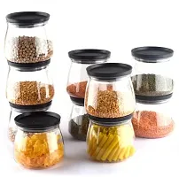 Plastic Handy  Mataka Container Storage Jar  Container 900ML Plastic Cereal Dispenser, Air Tight, Grocery Container, Fridge Container,Tea Coffee  Sugar Container, Spice Container(Black, Pack of 10)-thumb1