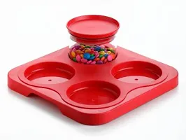 Classic Multipurpose 4 Bowl 1 Tray Set For Decorative Serving (Red, Pack Of 1)-thumb4