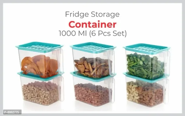 Multipurpose Fridge Storage Containers Jar Set Plastic 1000 Ml Pack Of 6 Blue-thumb0