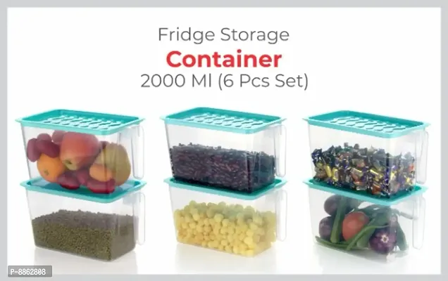 Multipurpose Fridge Storage Containers Jar Set Plastic 2000Ml Pack Of 6 Blue-thumb0