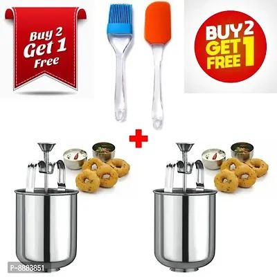 BUY 2 GET 1 FREE offer Pack of 2 Meduvada Maker for Perfectly Shaped Crispy Medu Vada Maker Machine With Spatula  Oil Brush Free (Make in India)