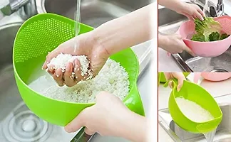 Colander Kitchen Strainer Sieve With Handle Bowl Pasta Rice Fruit Noodles Vegetable Wash Drainer Veggie Washing Bowl Colander Multicolor Pack Of 1-thumb3