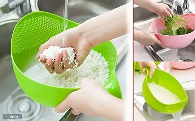 Colander Kitchen Strainer Sieve with Handle Bowl - Pasta, Rice, Fruit, Noodles, Vegetable wash Drainer Veggie Washing Bowl Colander (Multicolor ,Pack Of 1)-thumb3