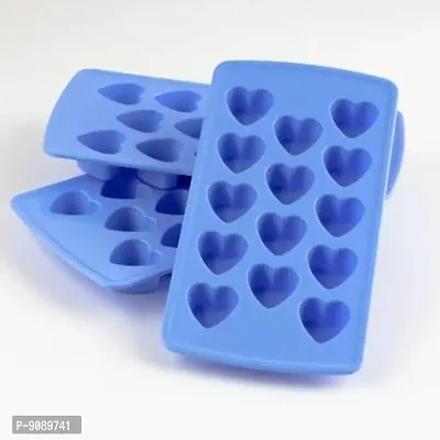 Plastic 2 In 1 Heart Shape Ice Cube Tray  Chocolate Moulds,14 in 1 Ice Cube Tray,Heart Shape Chocolate maker tray  ice tray for freezer (Purple, PACK OF 3)-thumb0